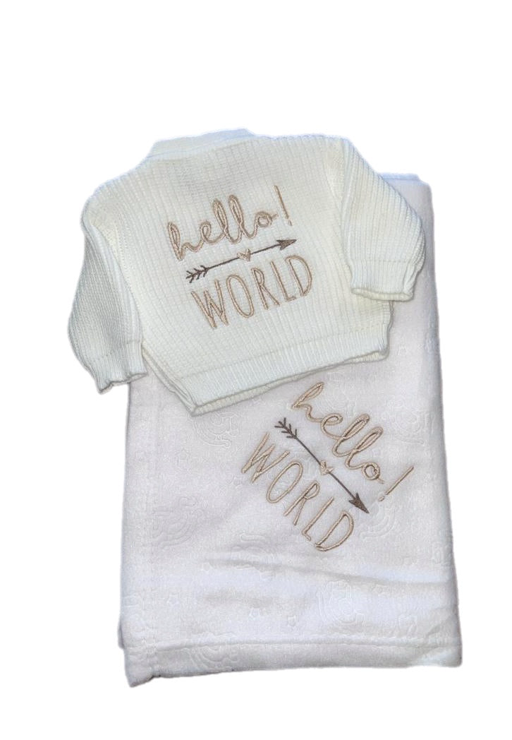 Hello World Blanket & Cardigan set