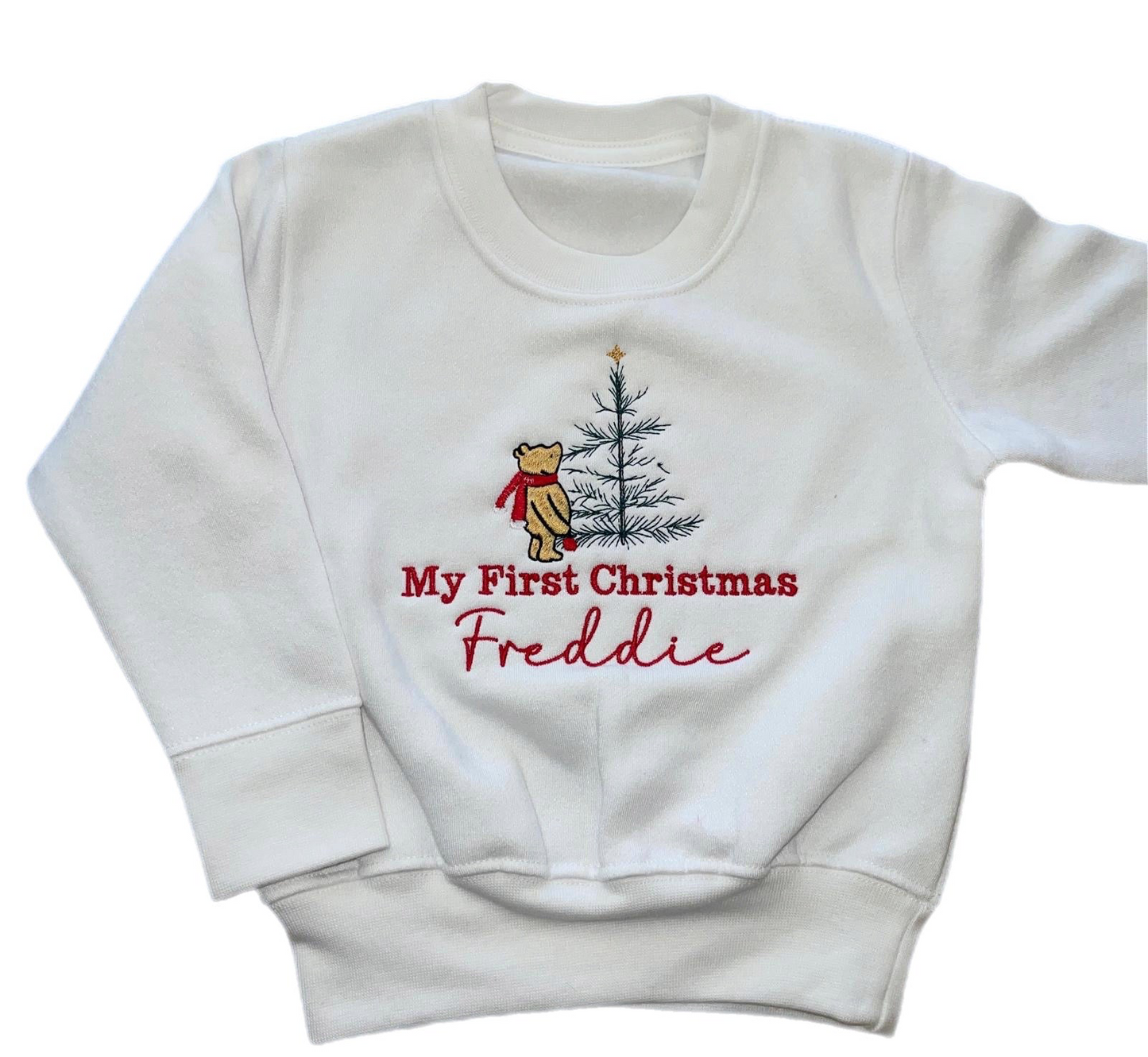 Personalised Winnie the Pooh First Christmas Jumper