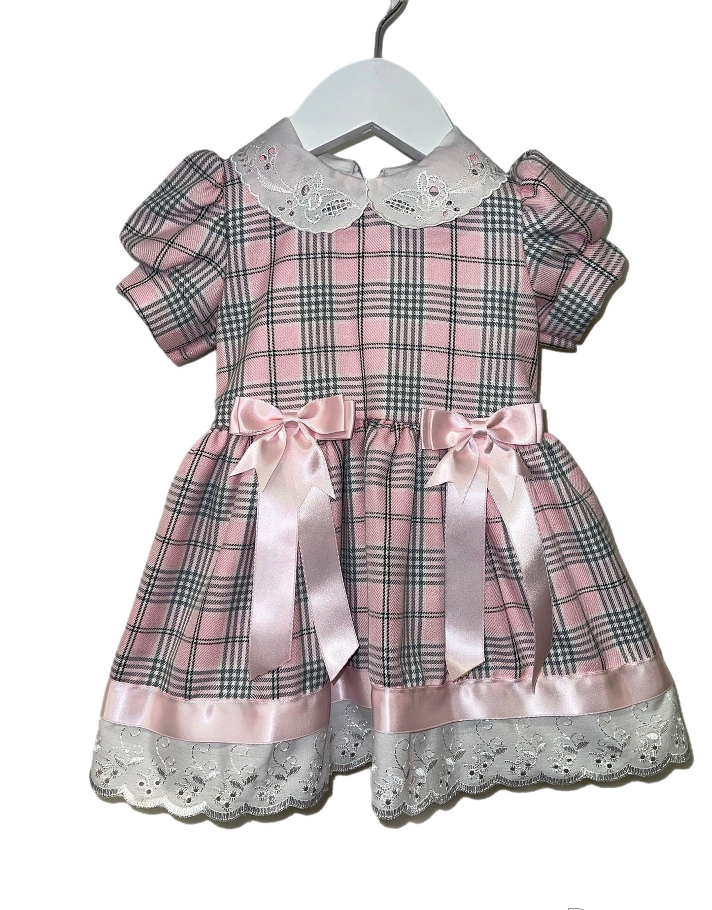 Pink 2 Bow Tartan Dress