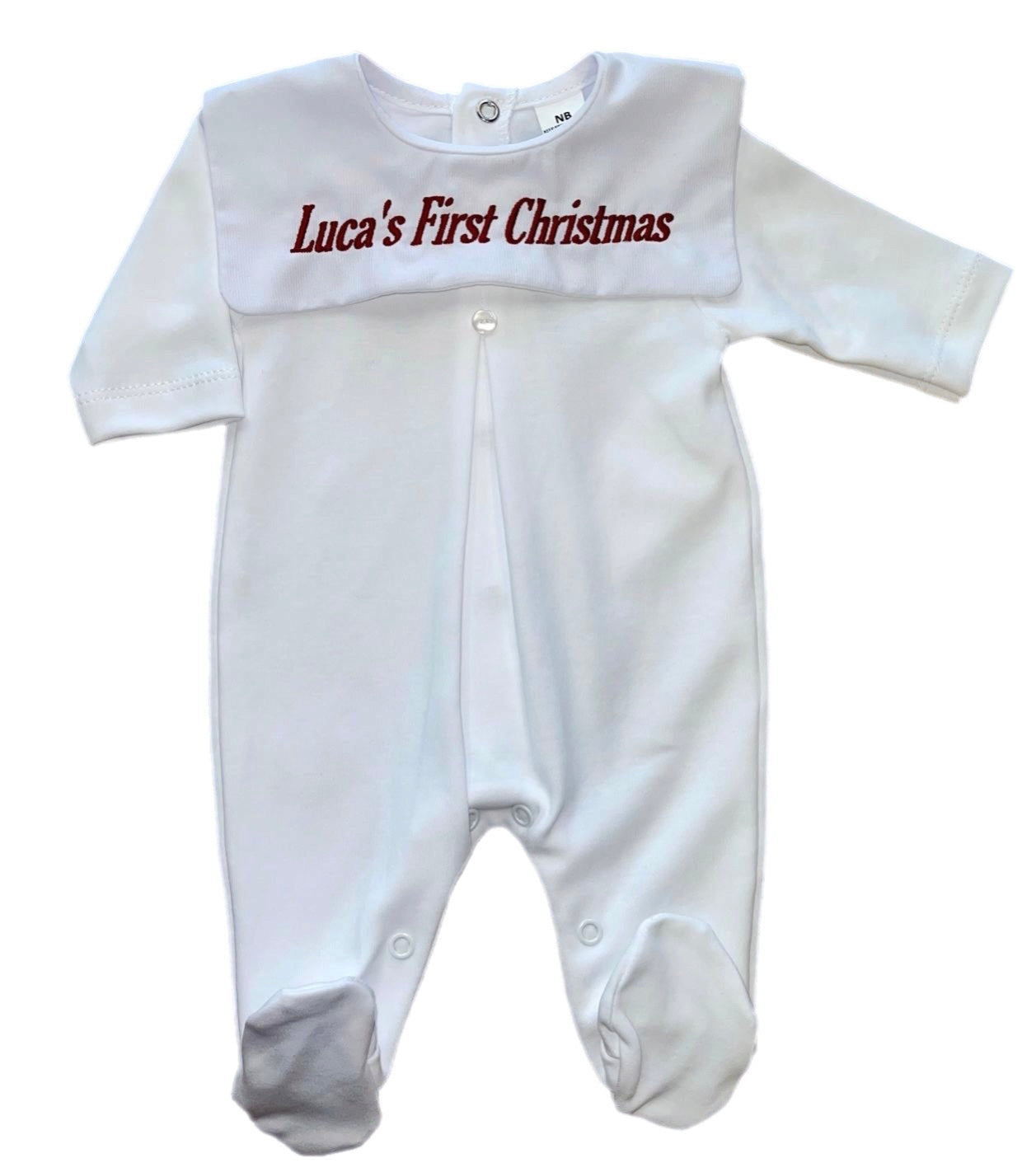 Personalised White Christmas Sleepsuit