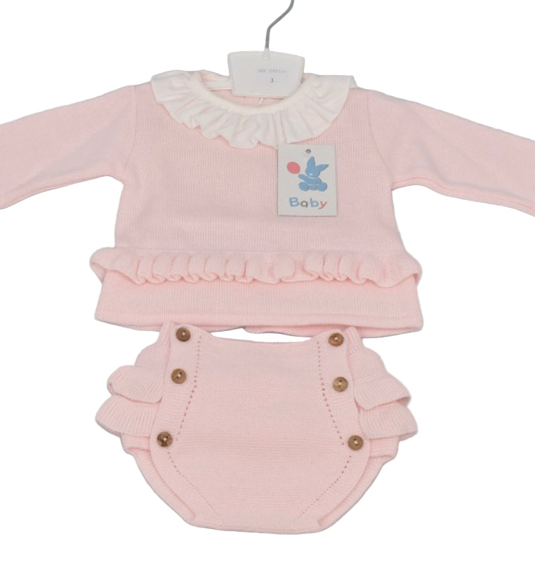 Personalised Girls Knitted Spanish Sets - Cream or Pink