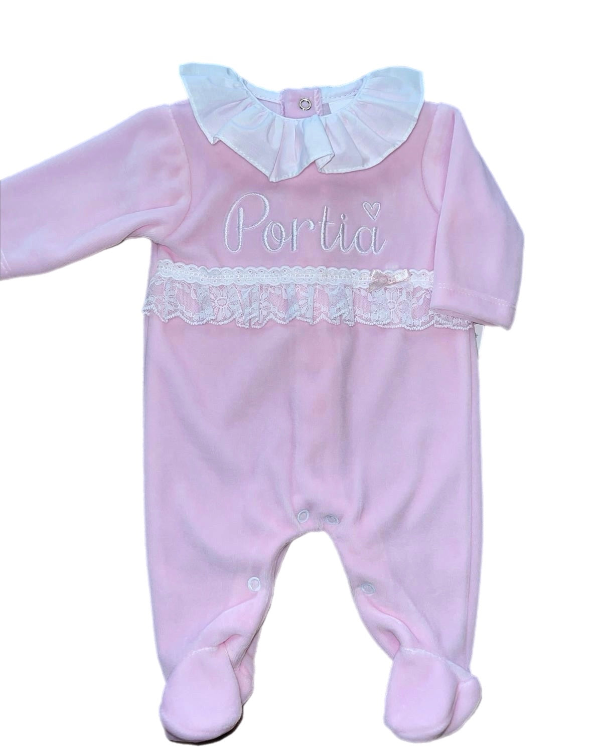 Personalised pink lace sleepsuit