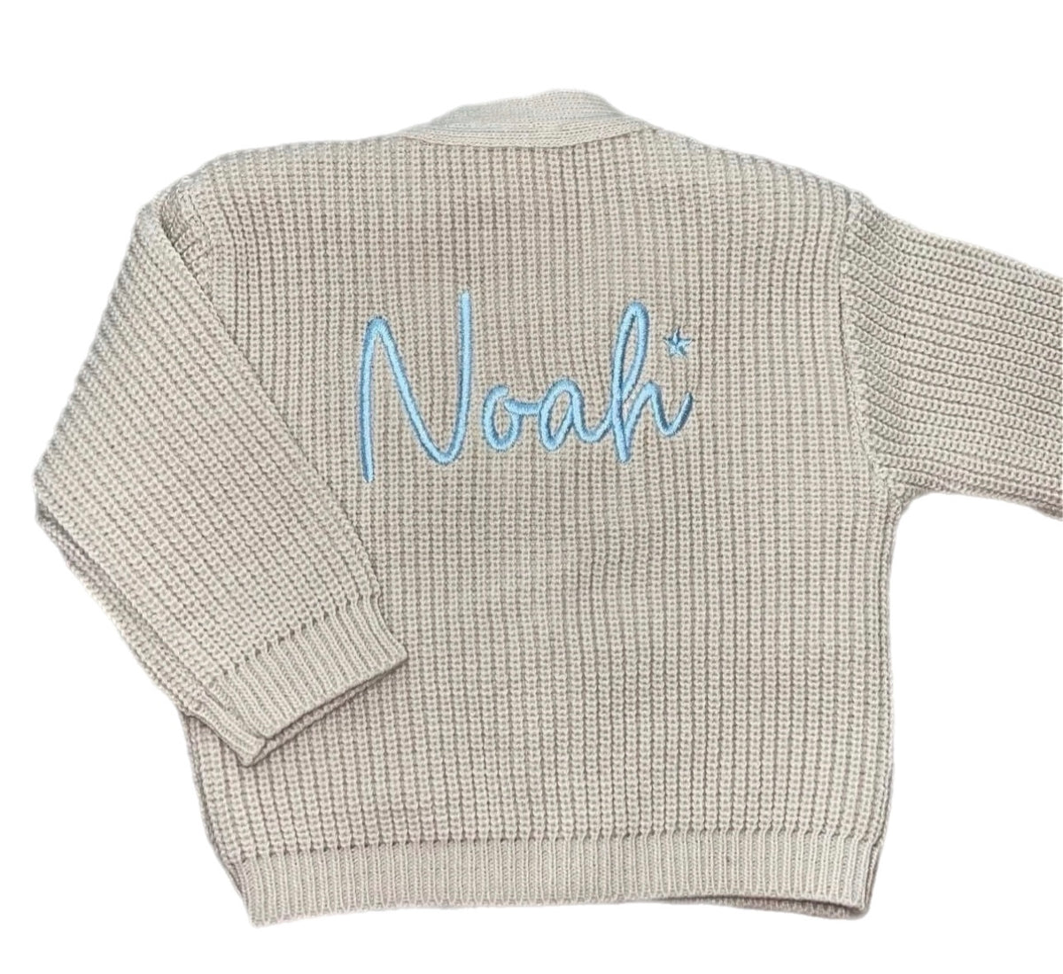 Personalised Beige Ribbed Knitted baby cardigan