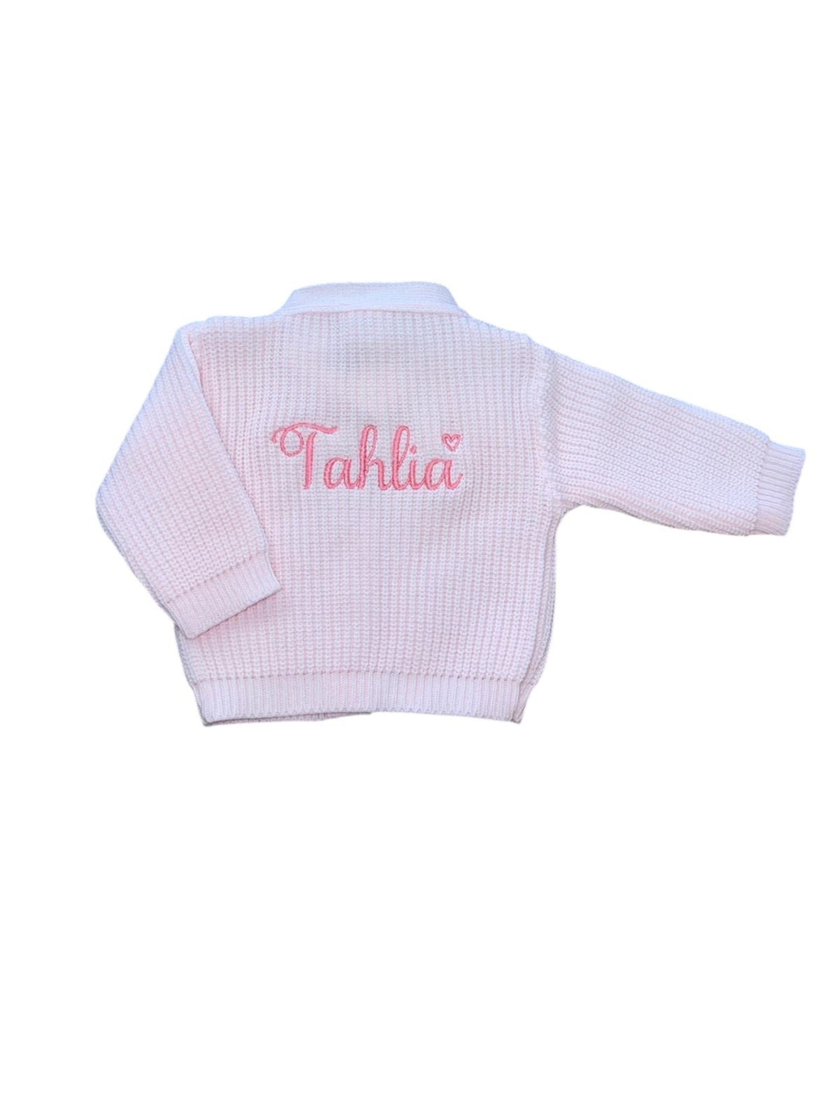 Personalised Pink Ribbed Knitted baby cardigan