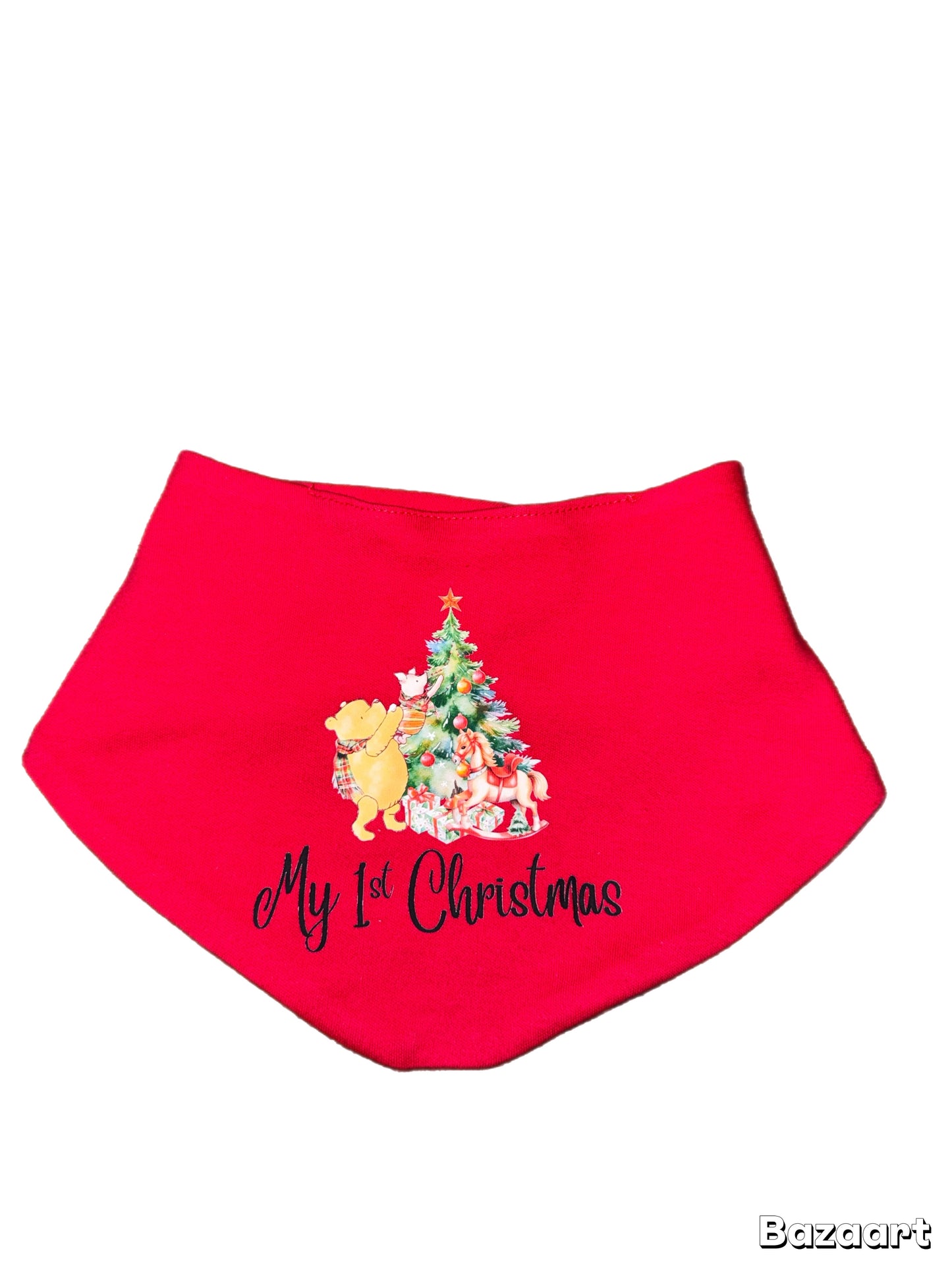 1st Christmas bibs - honey bear