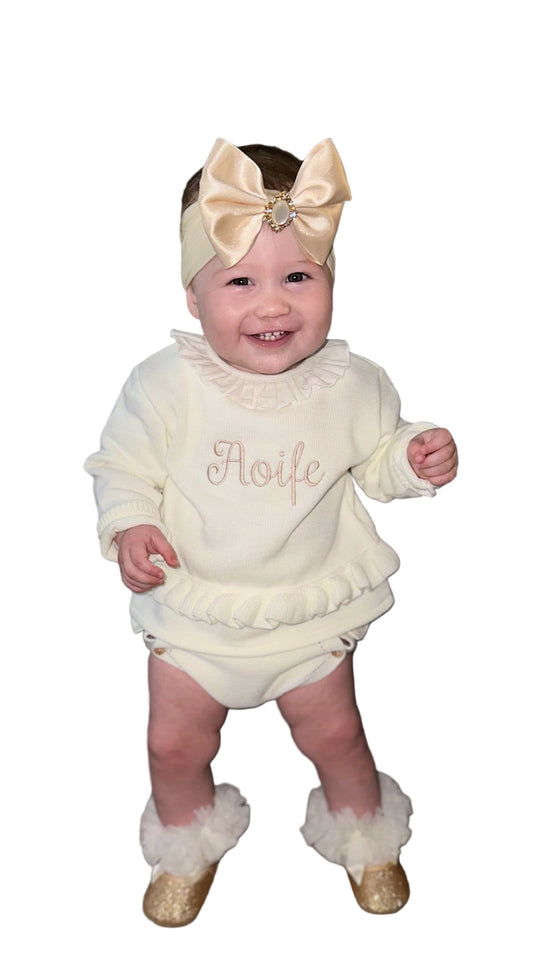 Personalised Girls Knitted Spanish Sets - Cream or Pink