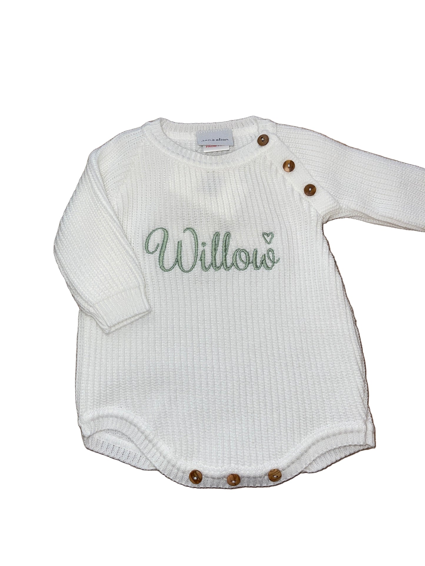 Personalised Long Sleeve Knitted White Romper