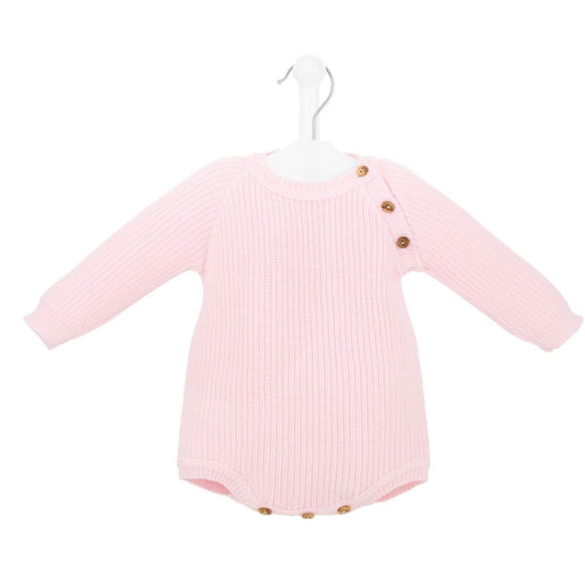 Personalised Long Sleeve Knitted Pink Romper