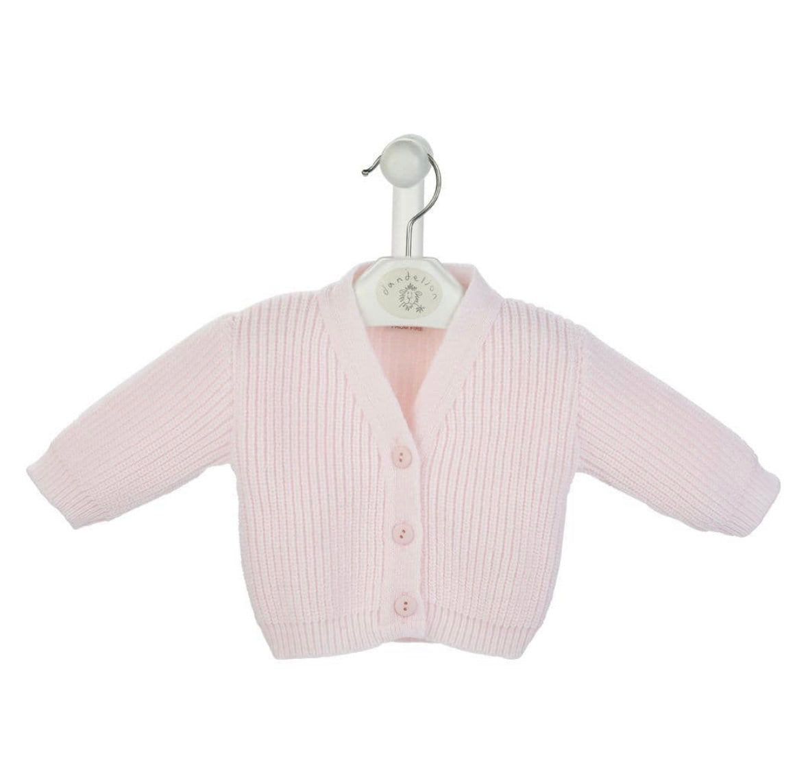 Personalised Pink Ribbed Knitted baby cardigan