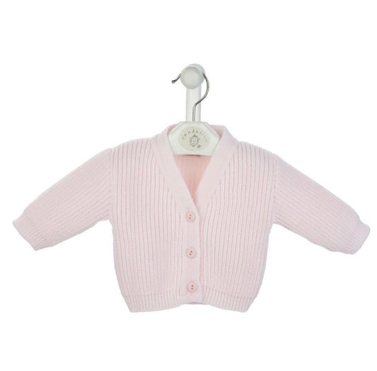Personalised Pink Ribbed Knitted baby cardigan