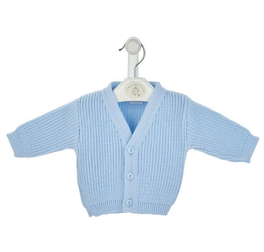 Personalised Blue Ribbed Knitted baby cardigan