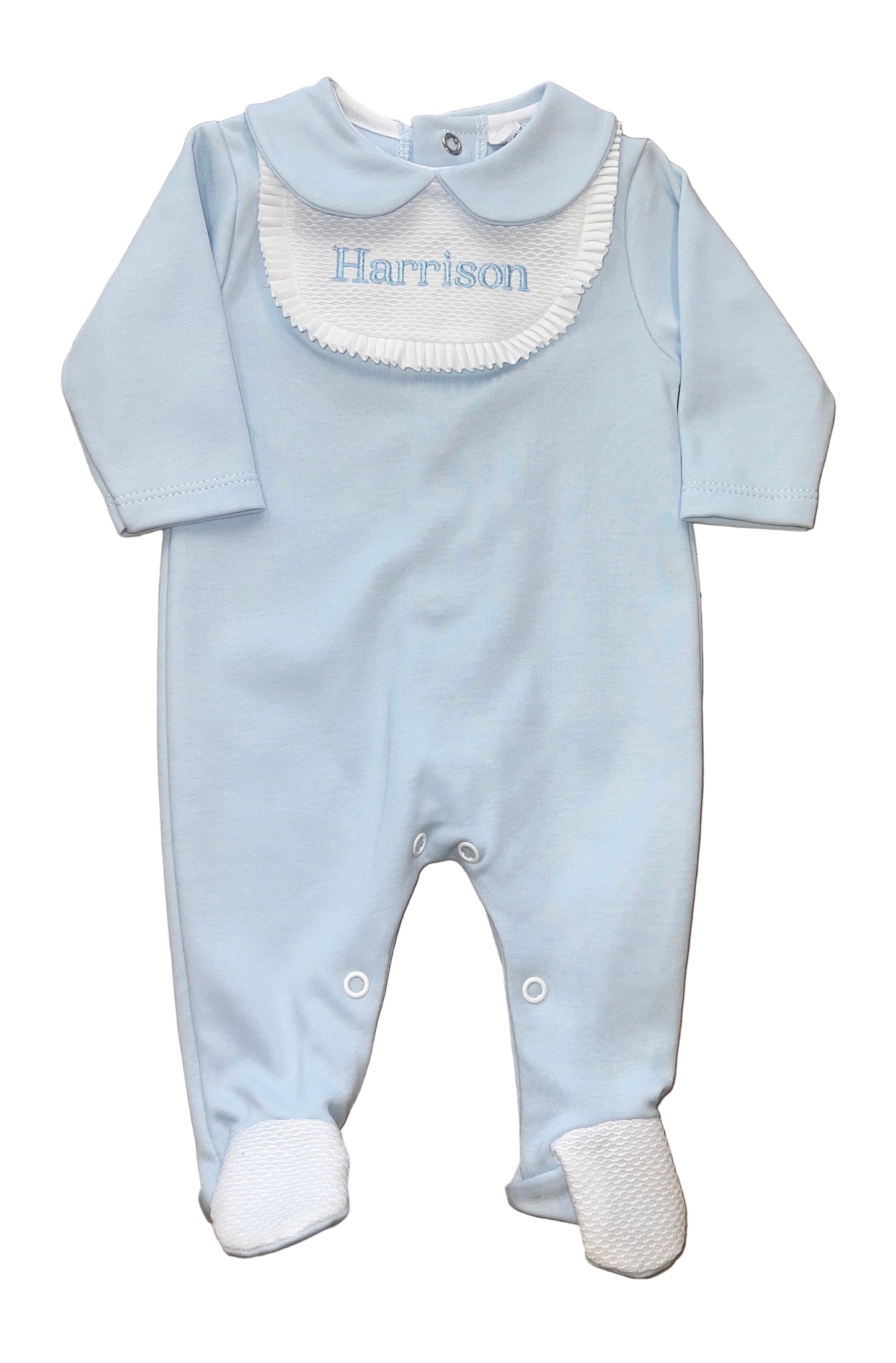 Personalised All Blue Bib Sleepsuit