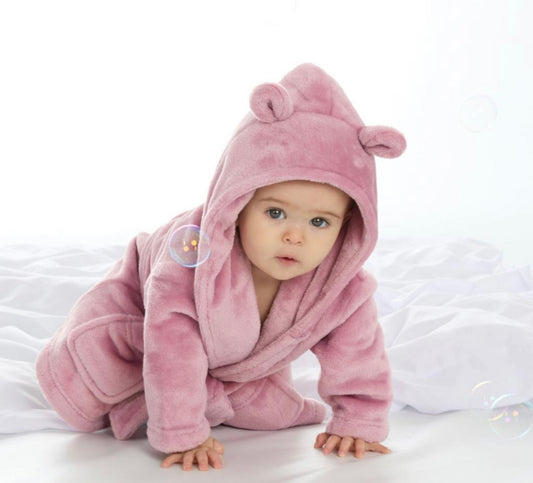 Personalised super soft Dusky Pink hooded dressing gown