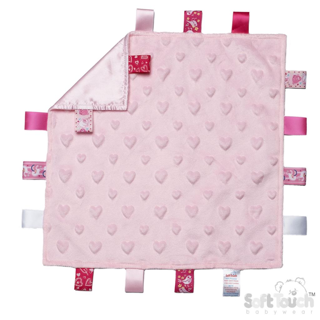 Personalised Pink Love Heart Taggie Comforter