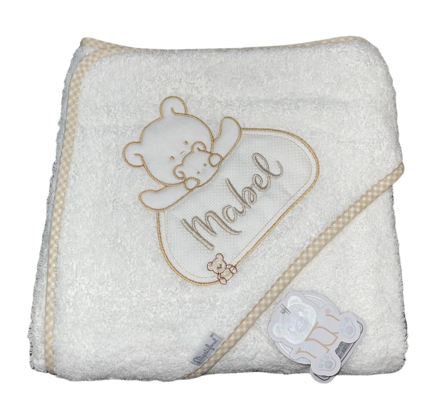 Personalised hooded Teddy bear towel - Beige