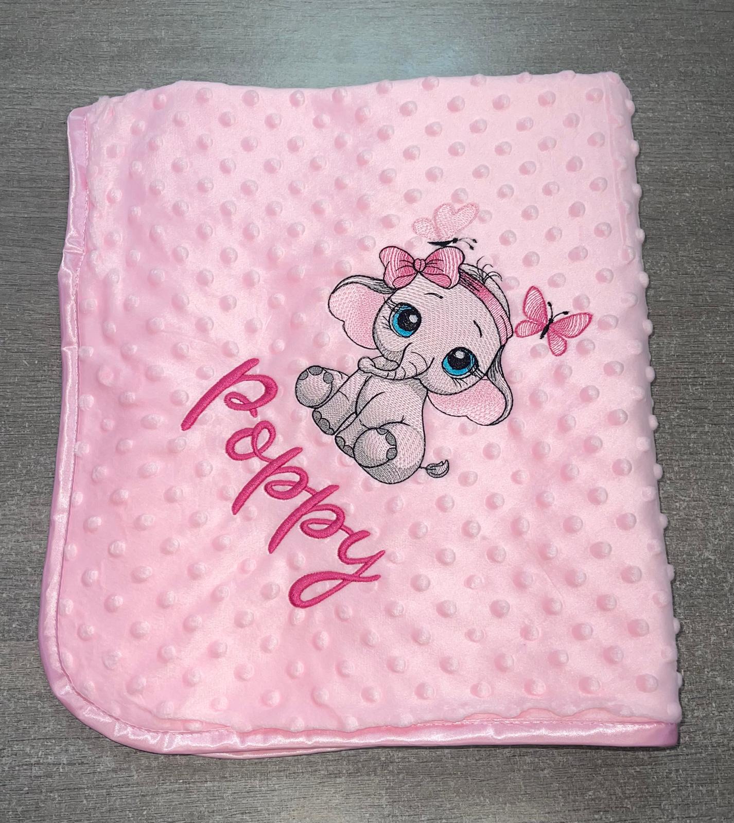Personalised Pink bobble blanket - Baby Girl Elephant