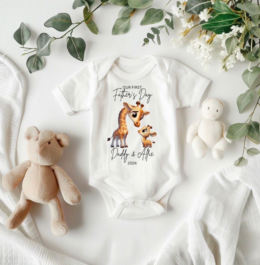 Our First Fathers Day personalised Vest- Giraffe