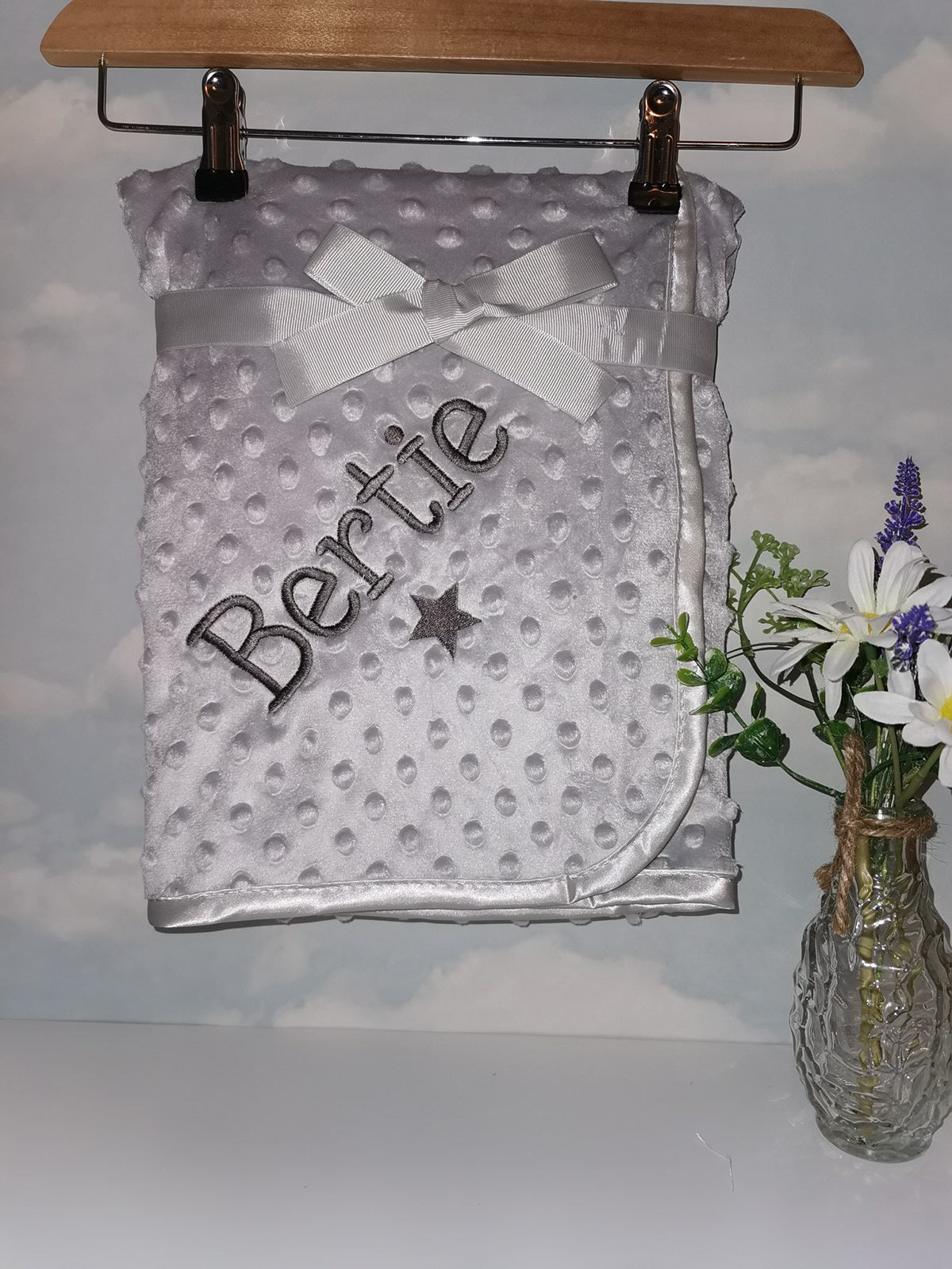 Personalised Grey Bobble blanket