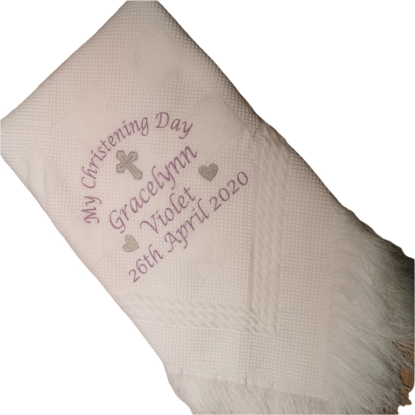 Traditional Shawl - Christening / Hearts