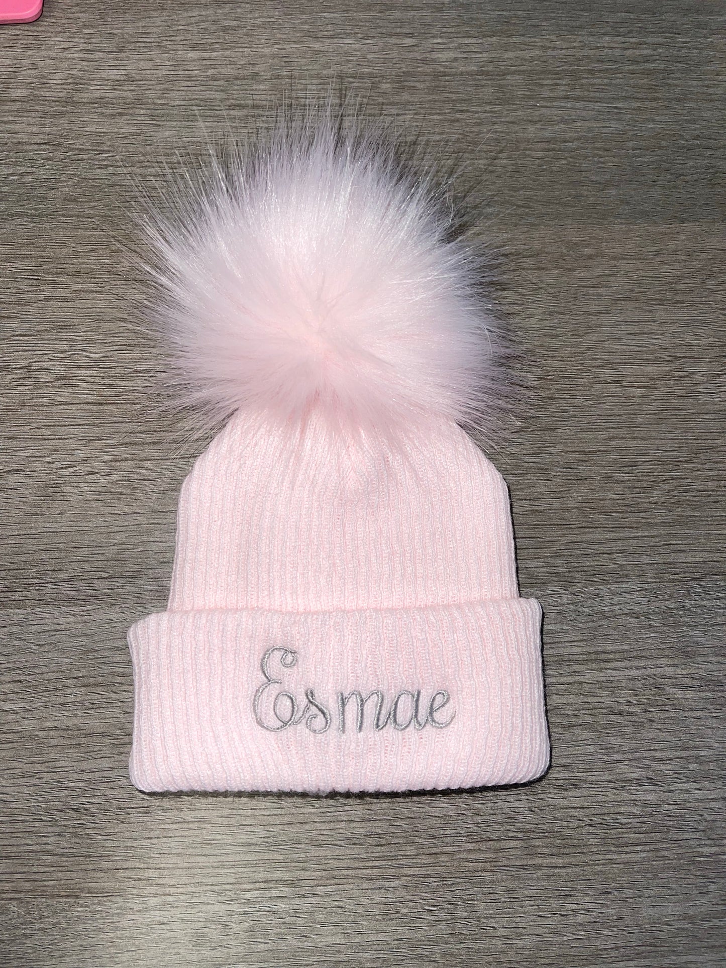 Personalised single pom pom hat - Pink