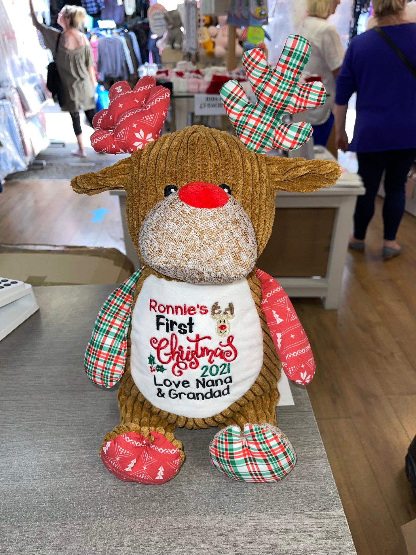 Personalised Red cubbies tartan reindeer