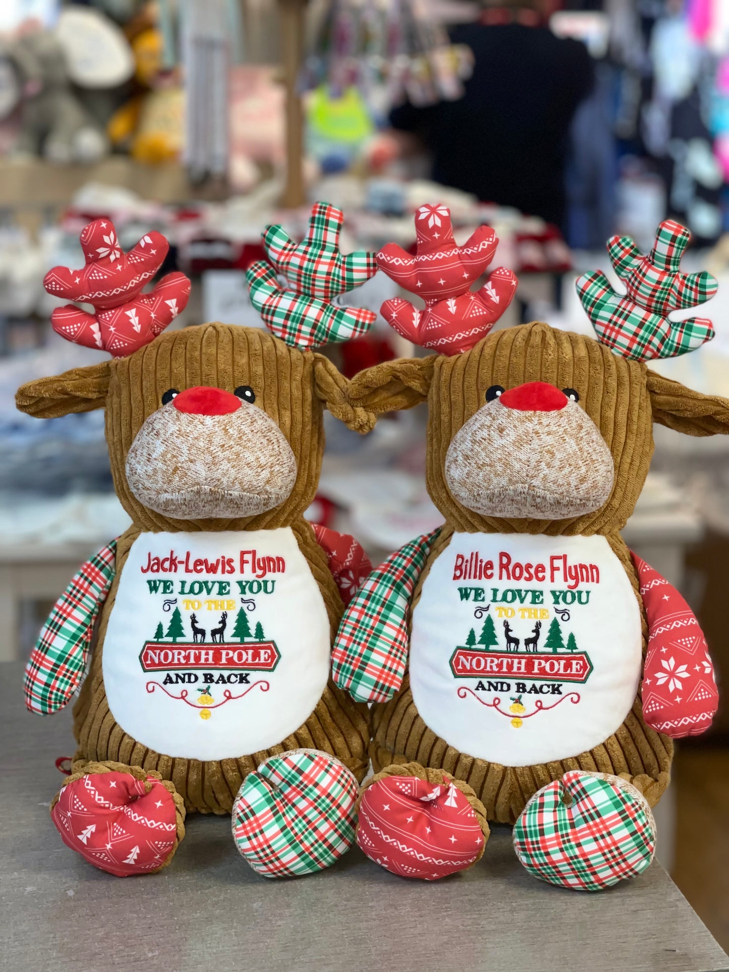 Personalised Red cubbies tartan reindeer
