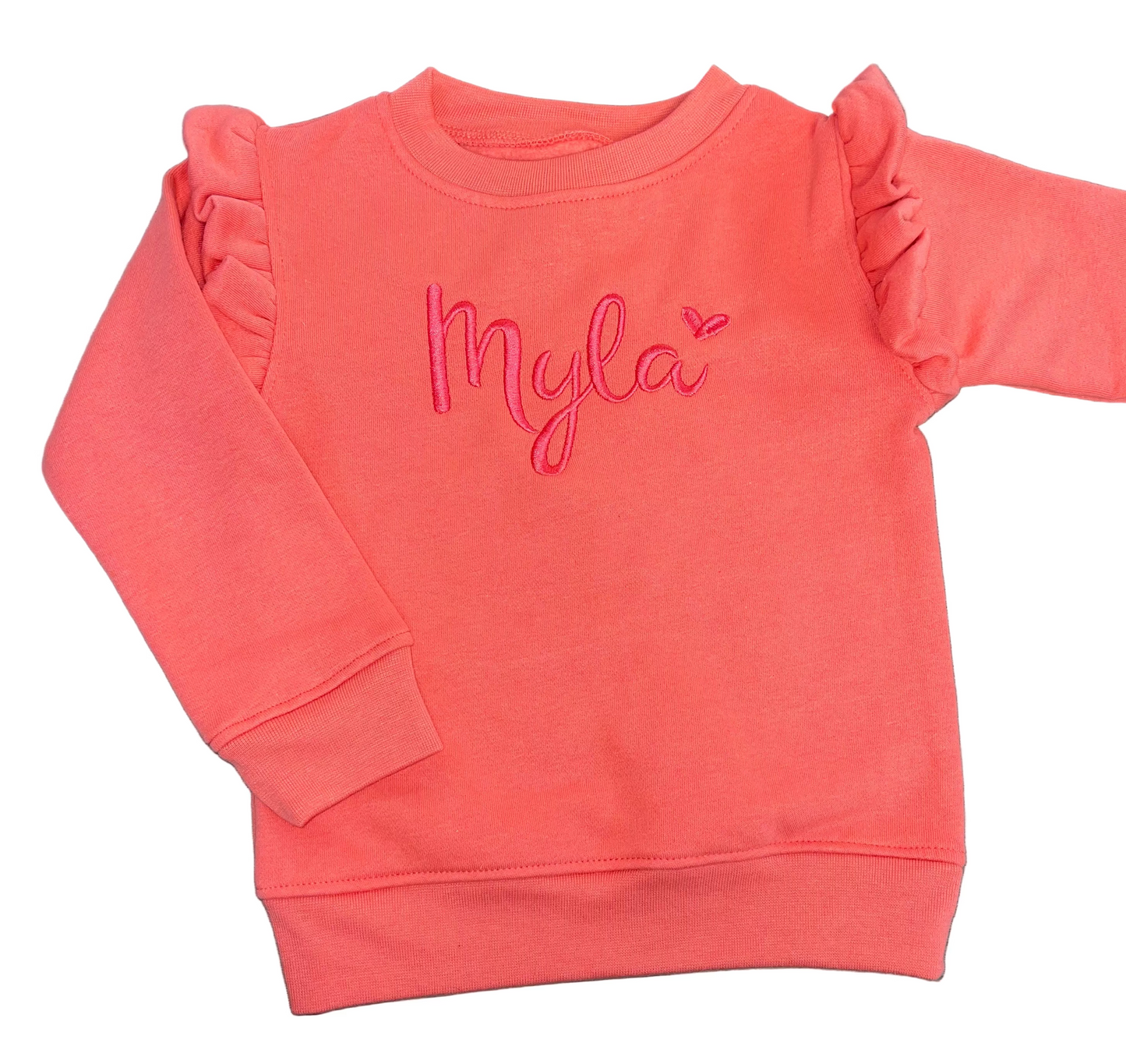 Personalised Coral Red Frill Jumper