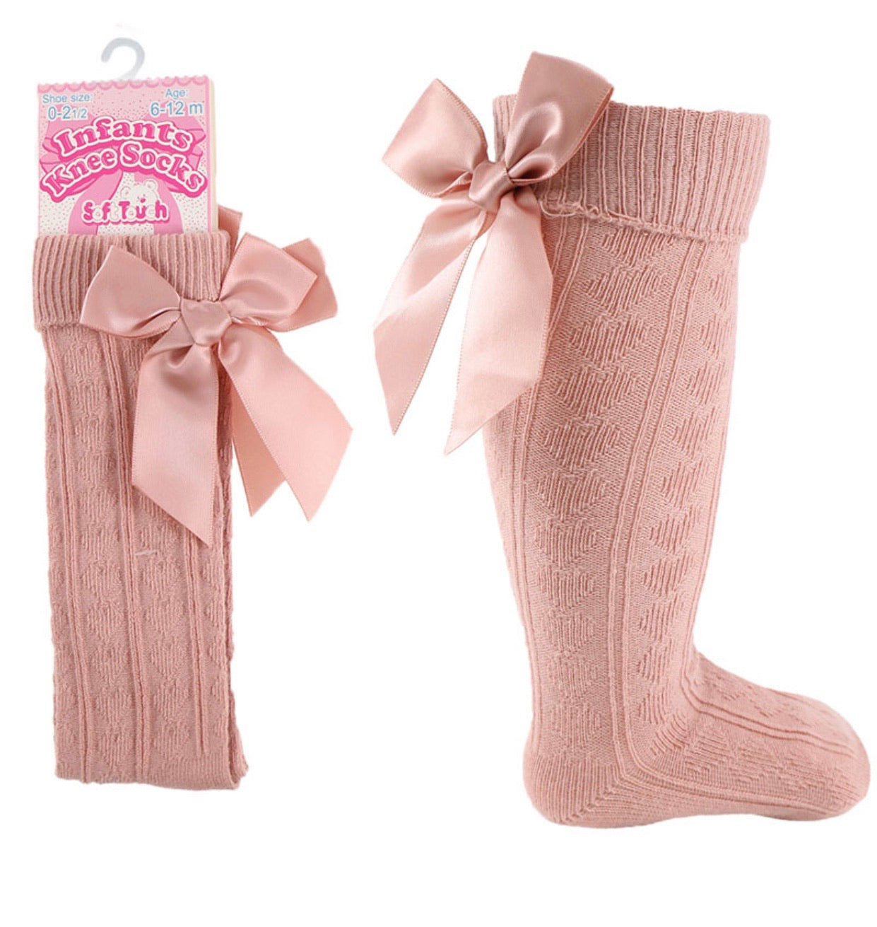 Rose knee high bow socks
