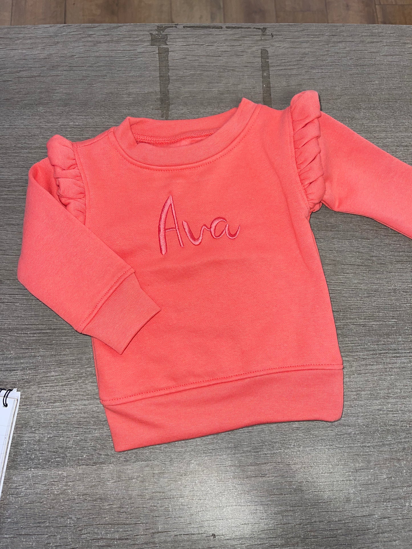 Personalised Coral Red Frill Jumper