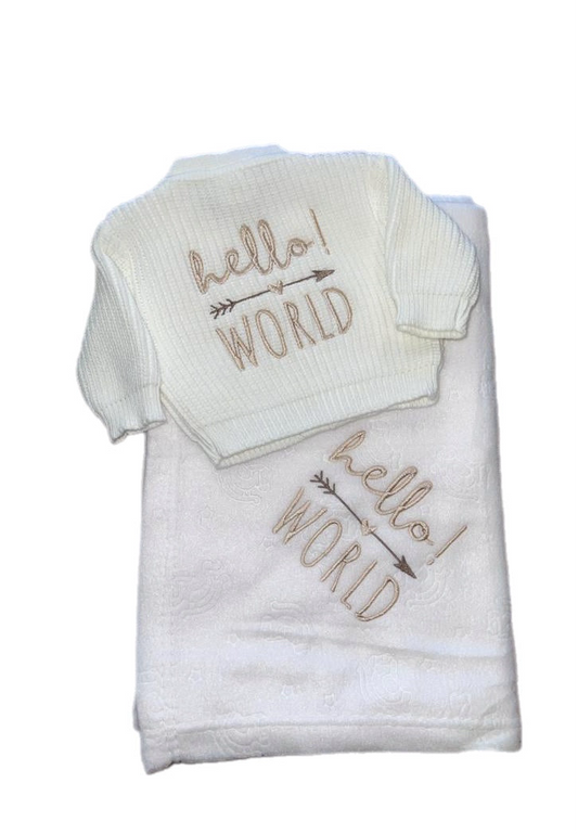 Hello World Blanket & Cardigan set
