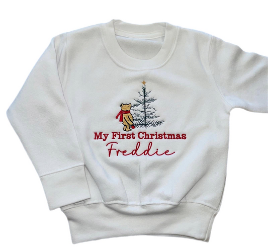 Personalised Winnie the Pooh First Christmas Jumper
