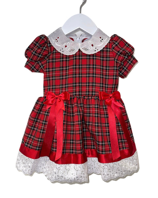 Red 2 Bow Tartan Dress - last one