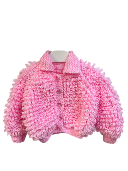Handmade Loopy cardigan - pink