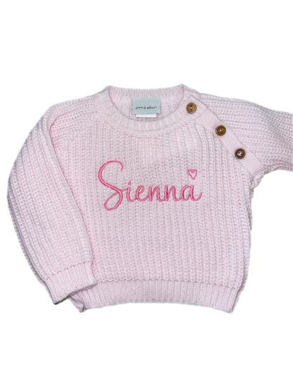 Personalised Baby Pink Knitted  Jumper