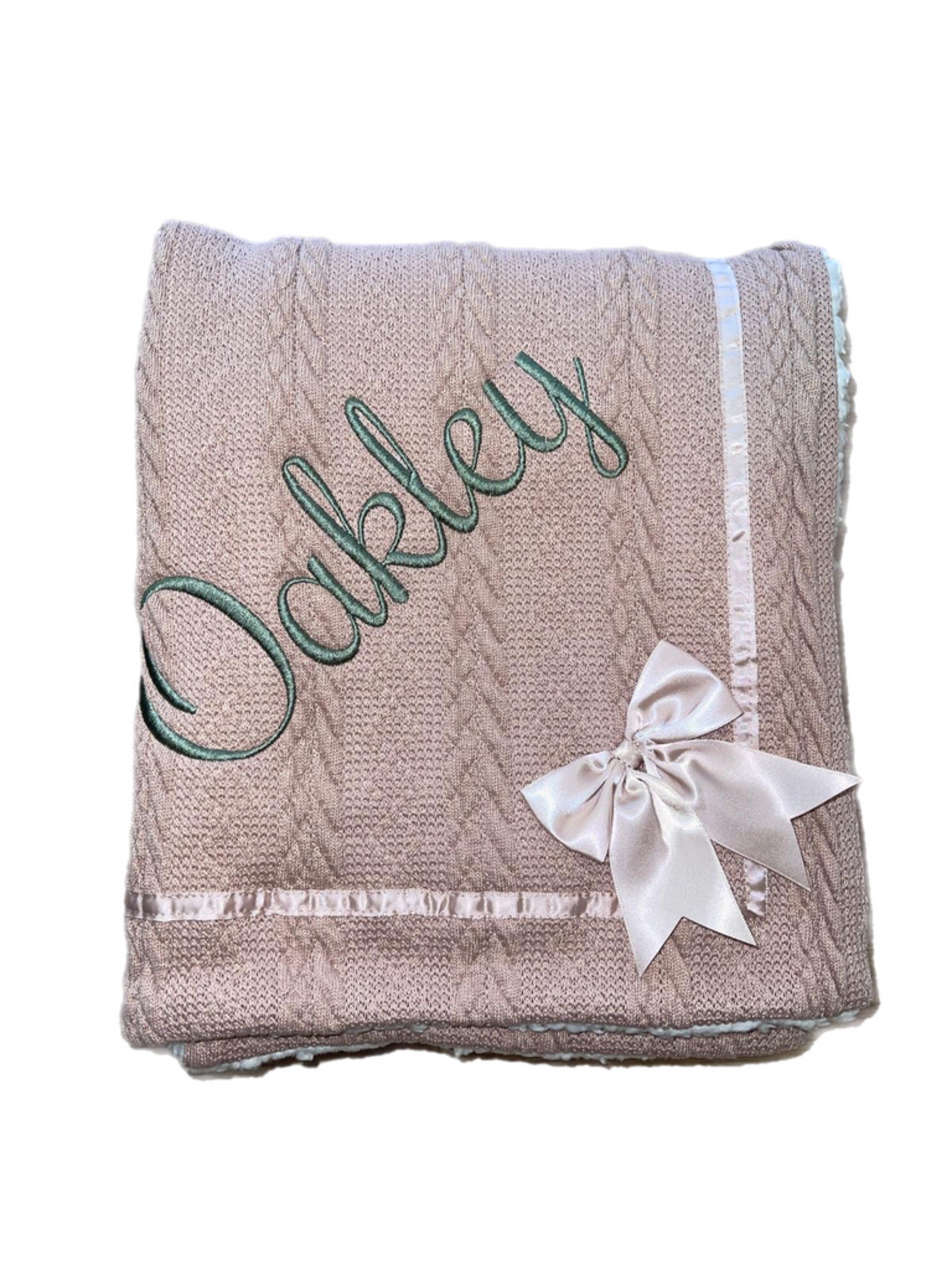 Personalised Coffee Cable Knit Bow Blanket
