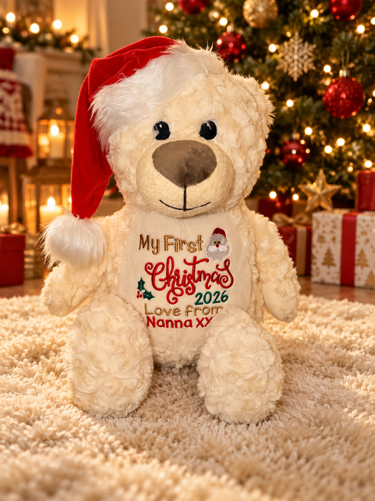 Personalised Christmas Cream Bear