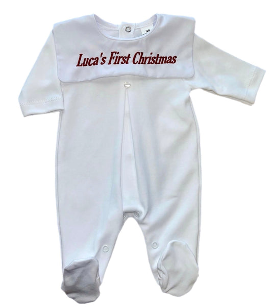 Personalised White Christmas Sleepsuit