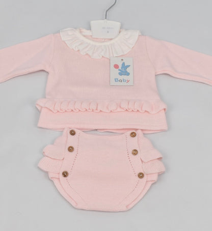 Personalised girls knitted sets - cream, beige & pink