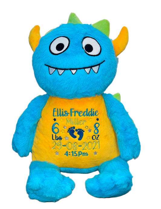 PERSONALISED MEMORY BEARS - BLUE MONSTER