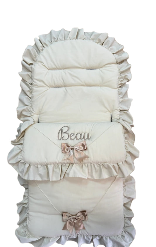 Personalised Beige Two Bow cosytoes