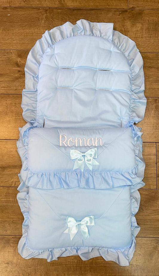 Personalised Blue Two Bow cosytoes