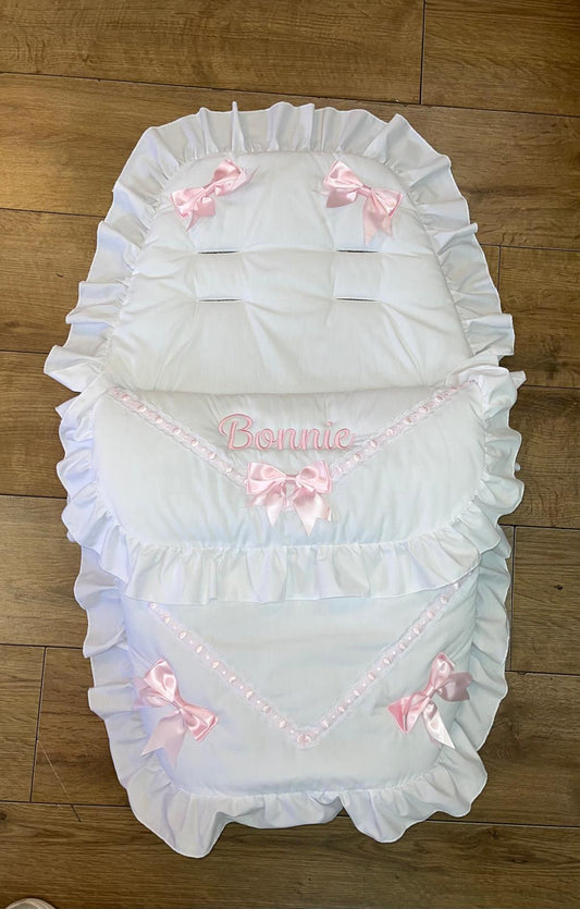 Personalised White & pink Five Bow Cosytoes