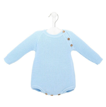 Personalised Long Sleeve Knitted Blue Romper
