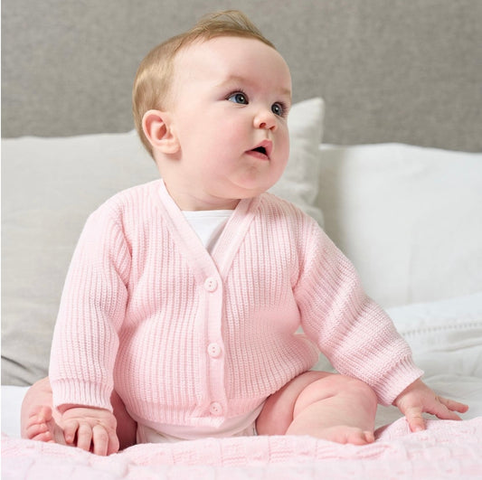 Personalised Pink Ribbed Knitted baby cardigan