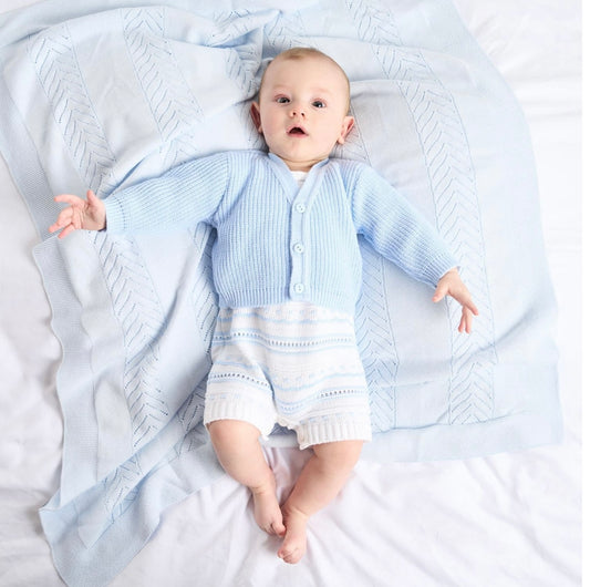 Personalised Blue Ribbed Knitted baby cardigan