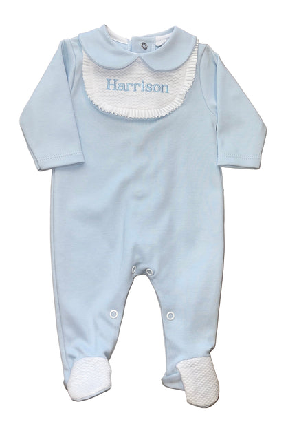 Personalised All Blue Bib Sleepsuit