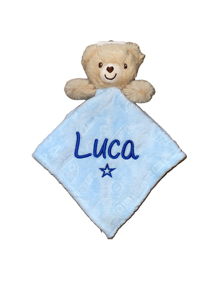 Personalised Blue Bear Comforter