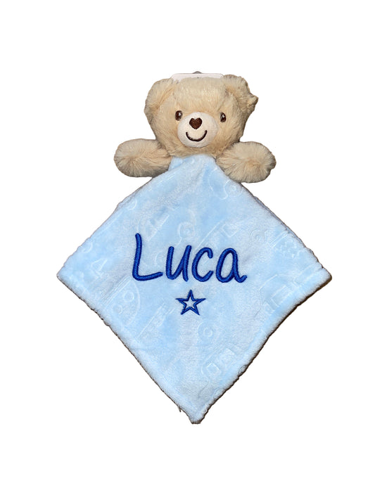 Personalised Blue Bear Comforter