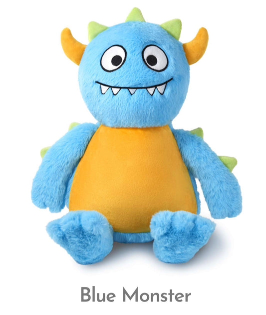 PERSONALISED MEMORY BEARS - BLUE MONSTER