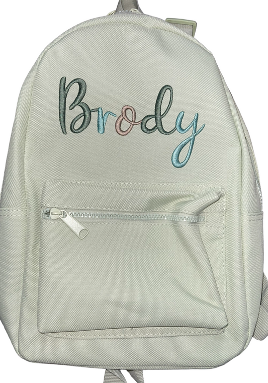 Personalised Sage childrens backpack Rainbow Greens
